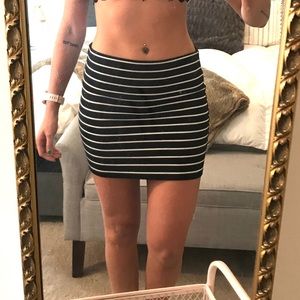 Black + White Striped Mini Skirt